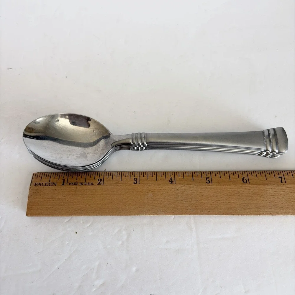 Set of 6 Cambridge Codie Sand Frost Stainless Soup Spoon Flatware  7